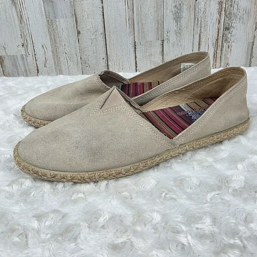 Skechers BOBS Day 2 Nite Suede Espadrille Slip-on Flats Tan Size 10